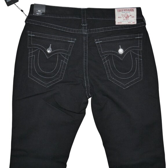 True Religion Ricky Straight Jeans Men's Size 36x32 Solid Black Flap Pockets NWT - Picture 14 of 14